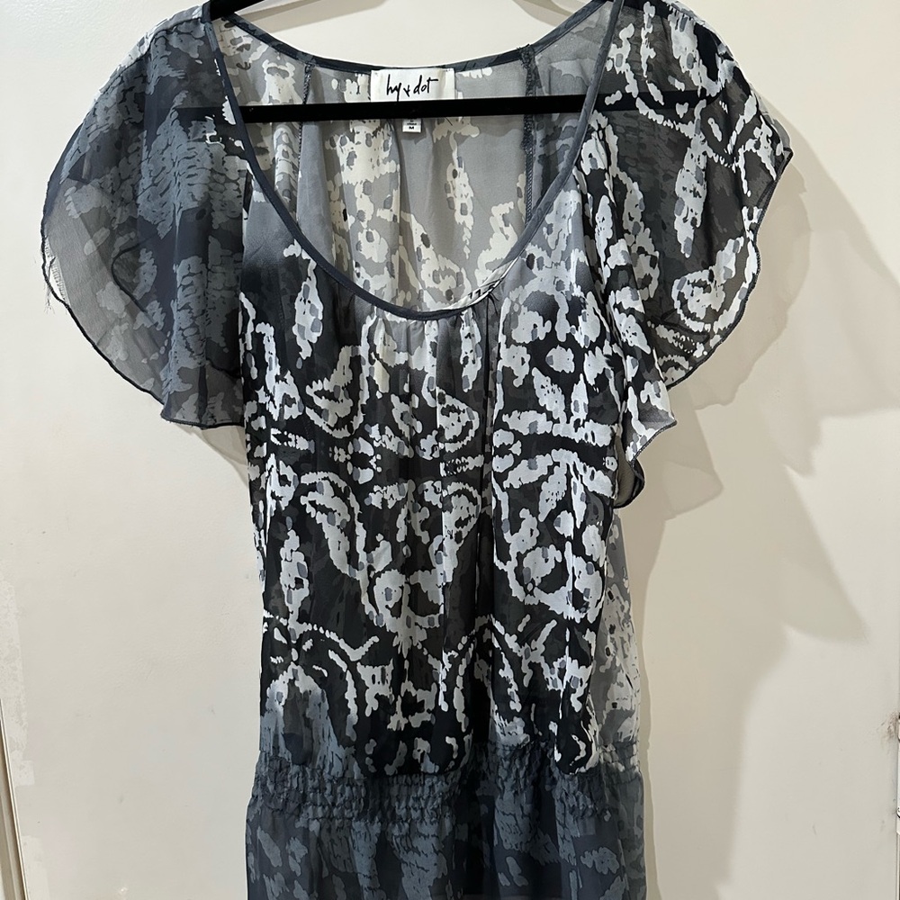 Elegant Sheer Black and Gray Blouse